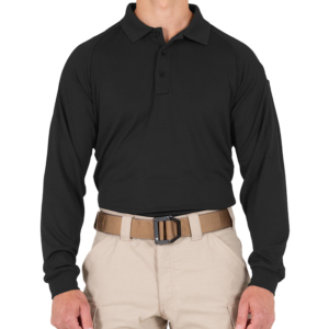 First Tactical Men's Performance Long Sleeve Polo Black
