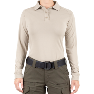 GDNR Women's Perf. LS Polo, Khaki