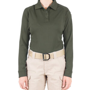 GDNR Women's Perf. LS Polo, OD Green