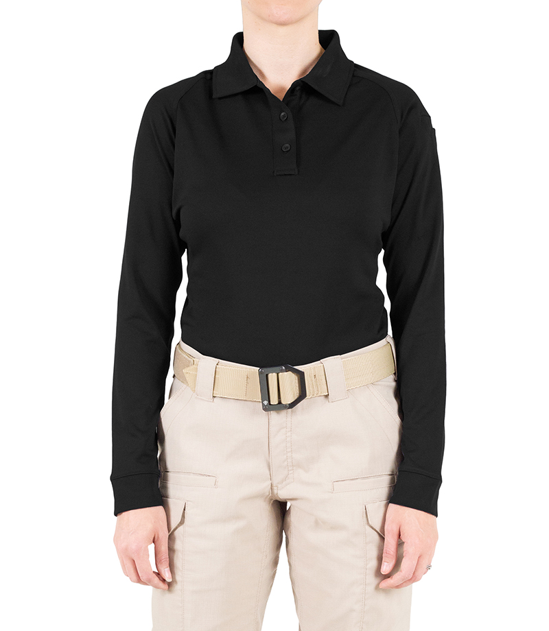 GDNR Women's Perf. LS Polo, Black